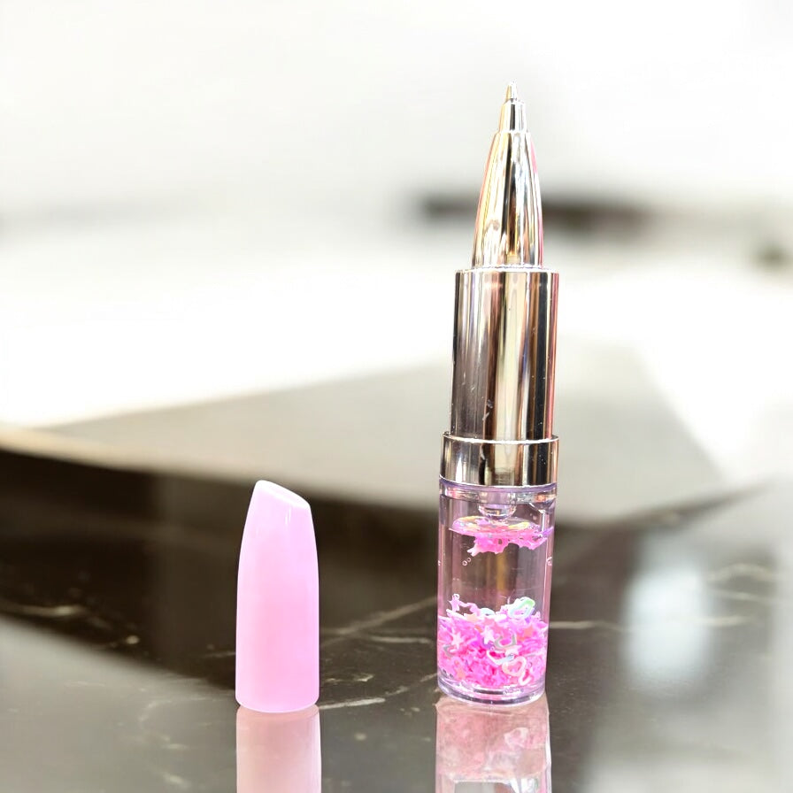 Lipstick Themed Blue Gel Pen