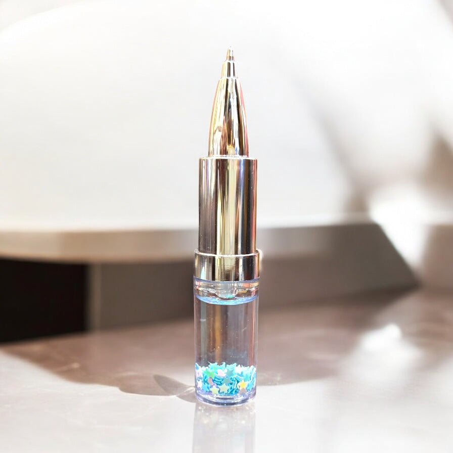 Lipstick Themed Blue Gel Pen